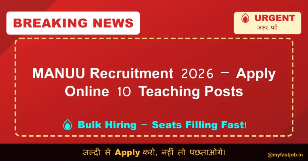 MANUU Recruitment 2026 – Apply Online 10 Teaching Posts